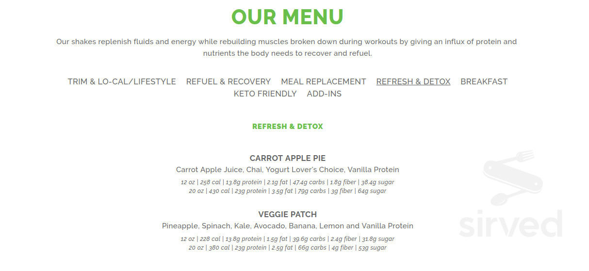 Tushka Fit menu in Ada, Oklahoma