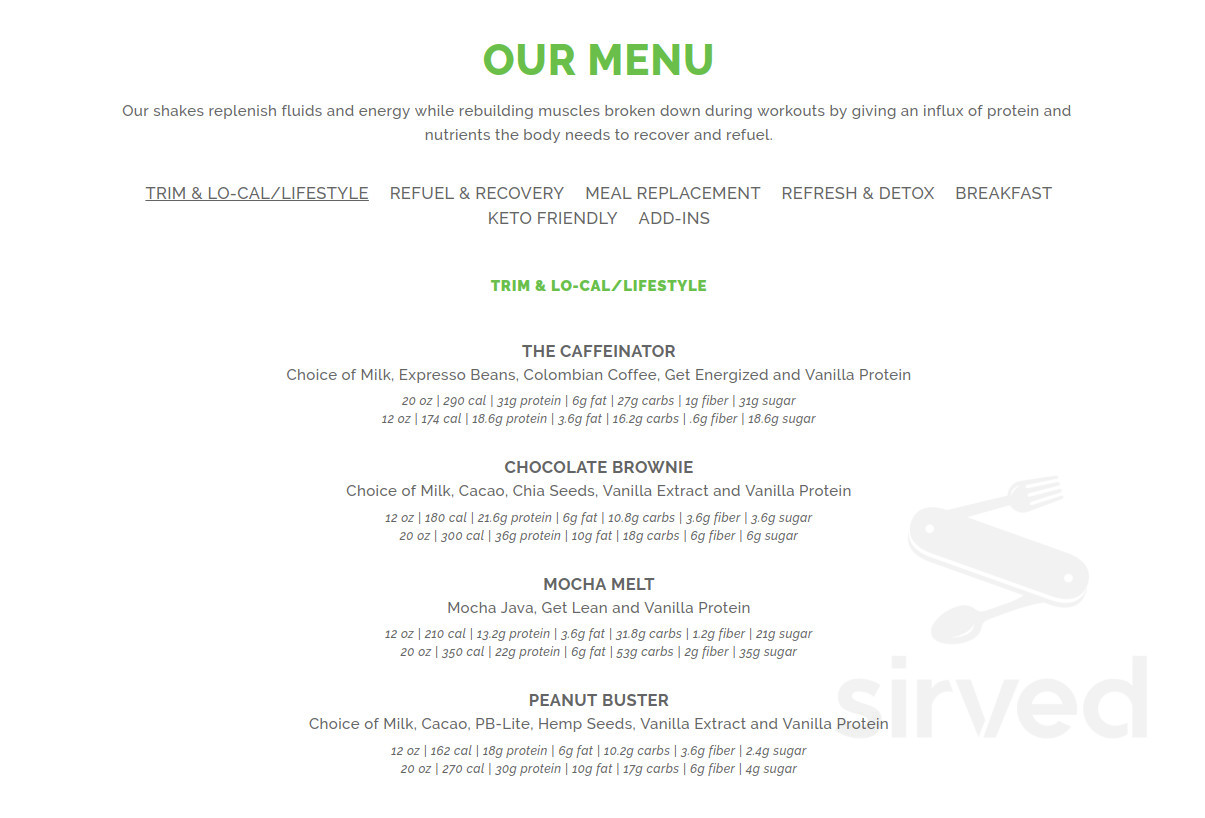 Tushka Fit menu in Ada, Oklahoma