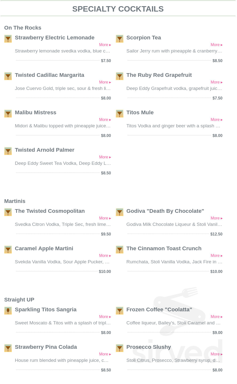 Menu - Albion RI's The Twisted Hop Tavern | Sirved