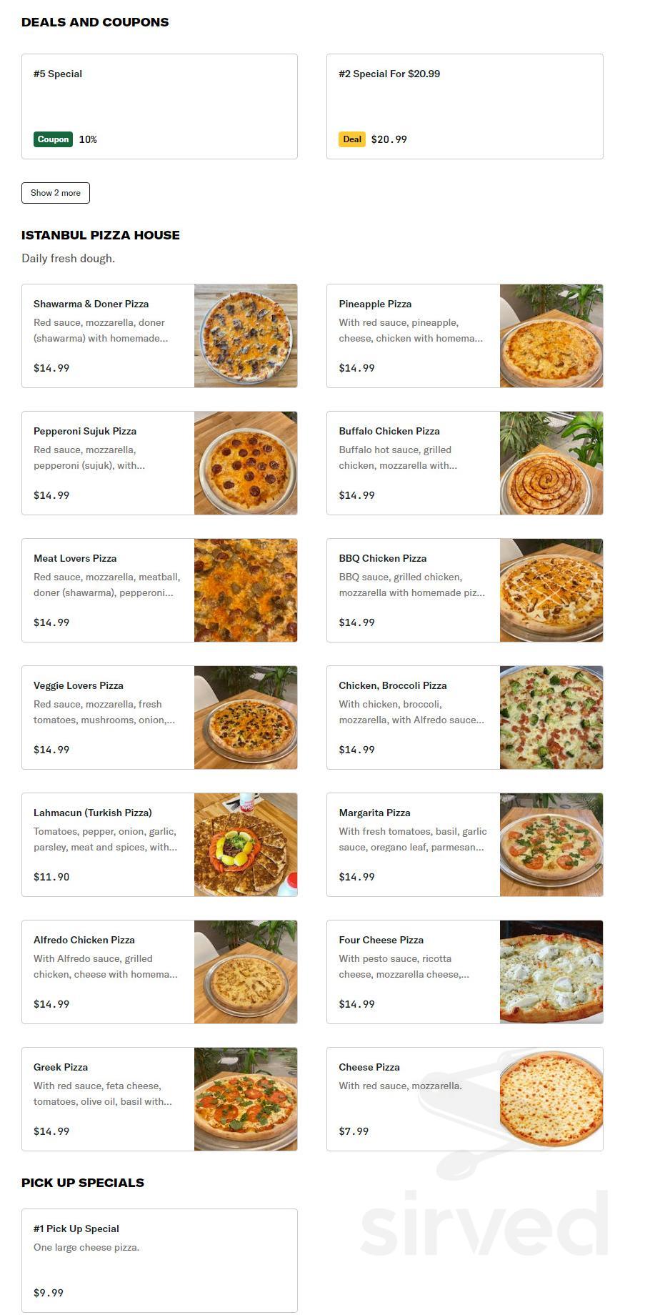 The Halal Pizza menu in Revere, Massachusetts, USA