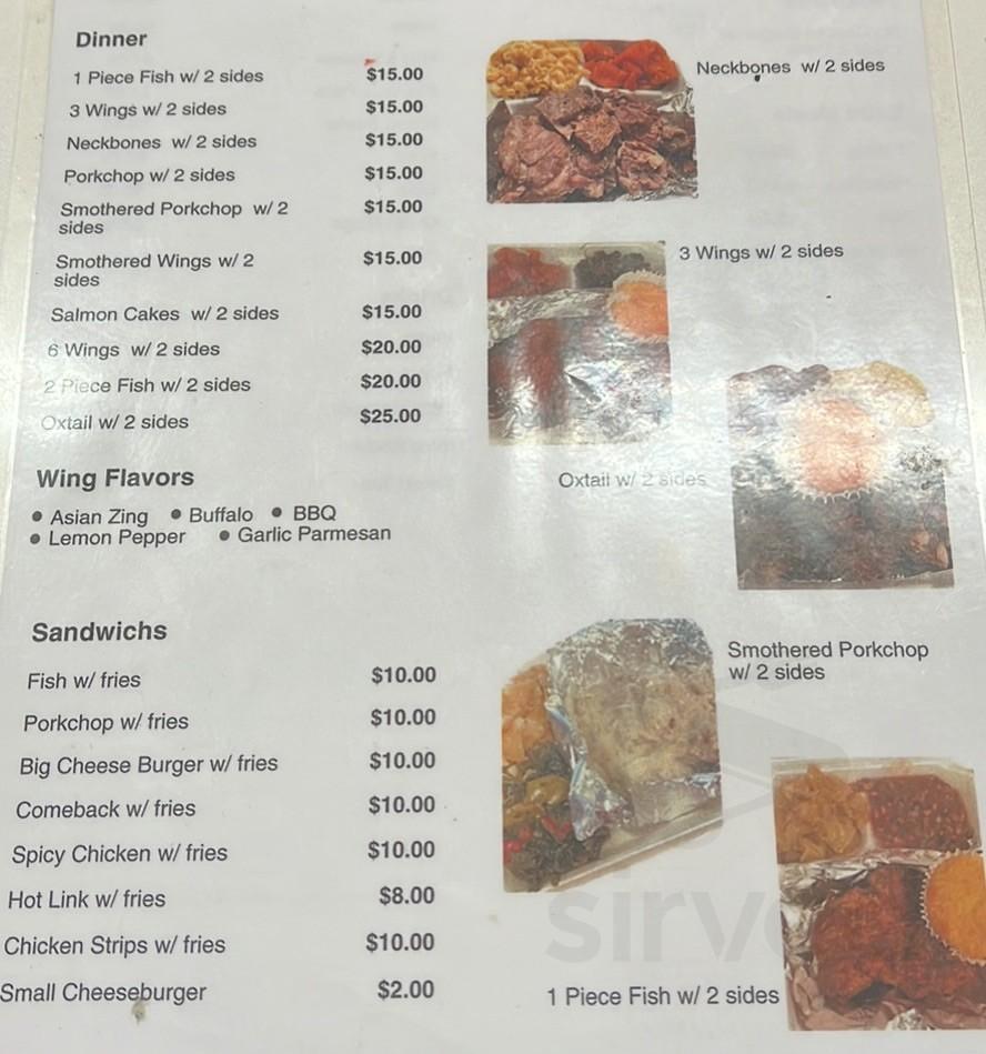 Quita B's Soul Food menu in Wichita, Kansas, USA
