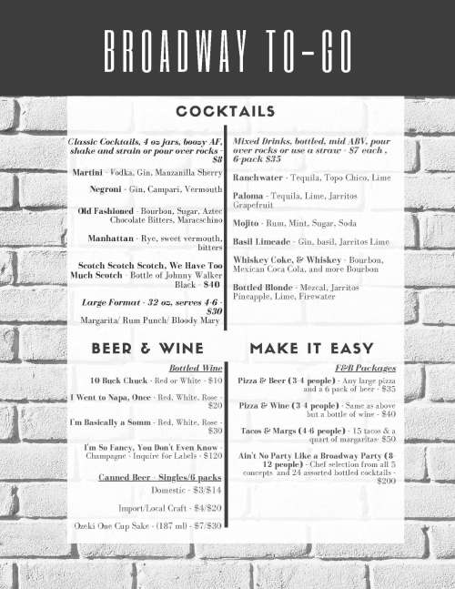 Purgatory Pizza at Broadway Market menu in Denver, Colorado, USA