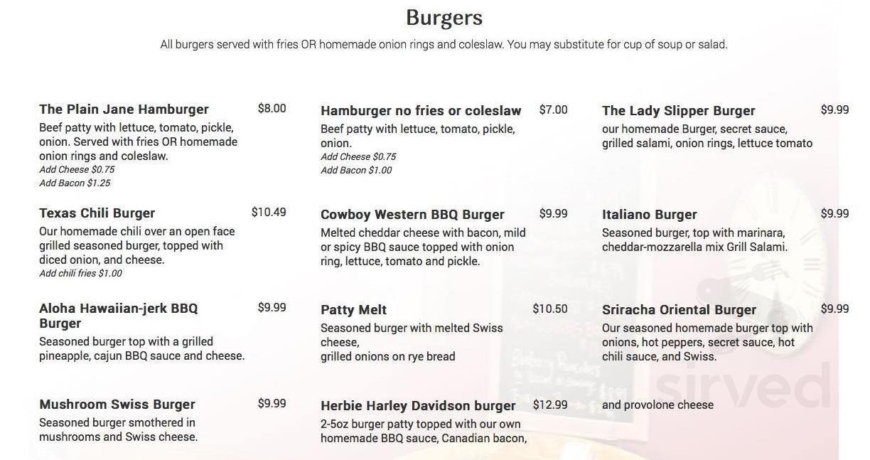 Lady's Slipper Cafe menus in Montague, Prince Edward Island, Canada