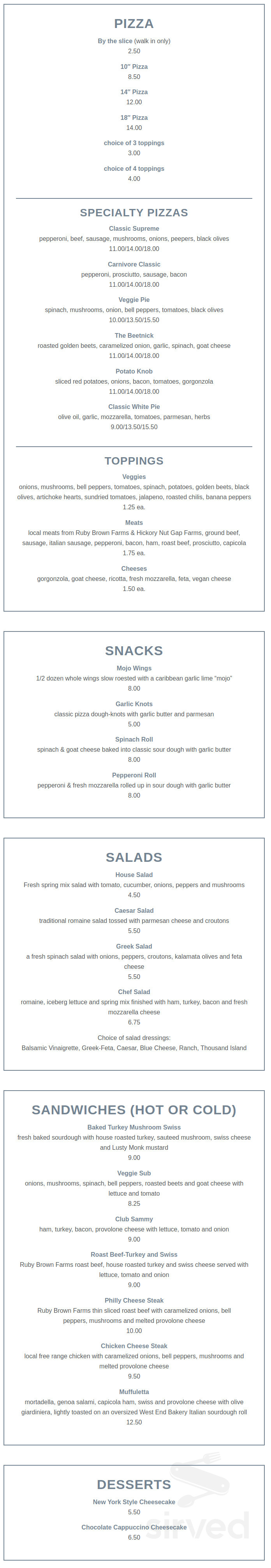 Jimmy's on the River menus in Swannanoa, North Carolina, United States