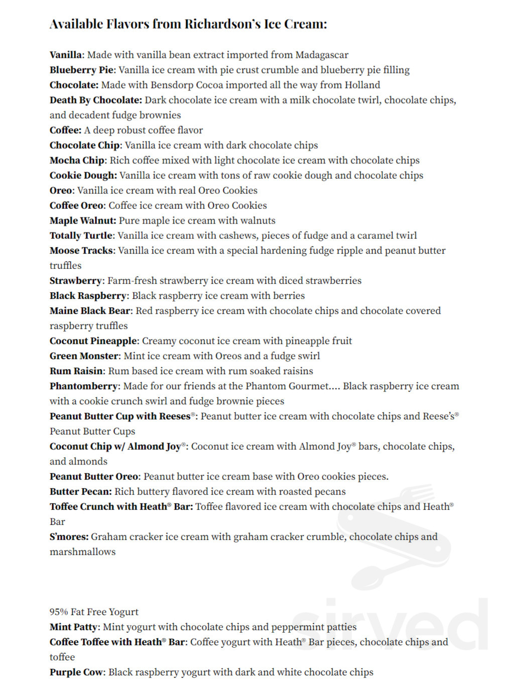 Sweet Pea's Ice Cream menus in Ogunquit, Maine, United States