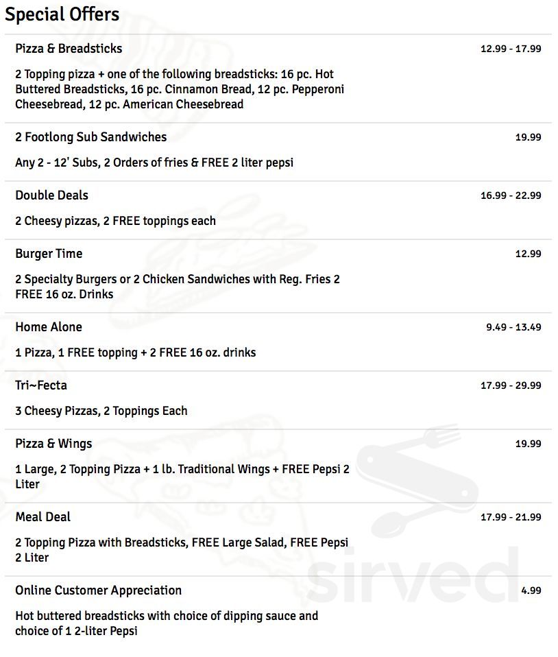 Mr Pizza menu in Ypsilanti, Michigan, USA