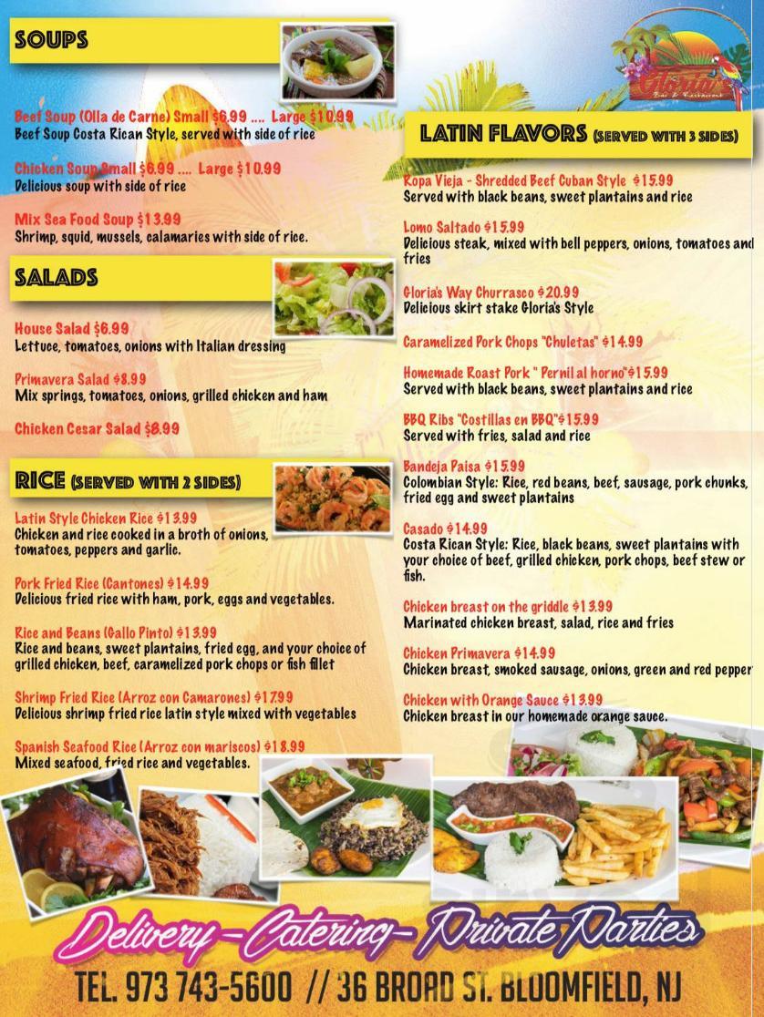 Gloria's Bar And Grill menu in Bloomfield, New Jersey, USA