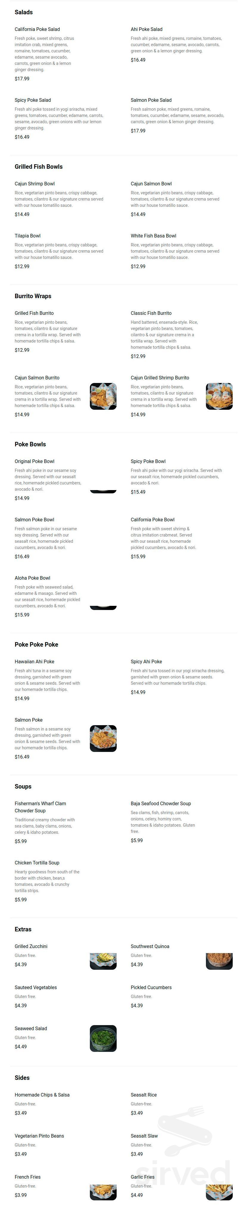 Seasalt Fish Grill menu in Los Angeles, California, USA