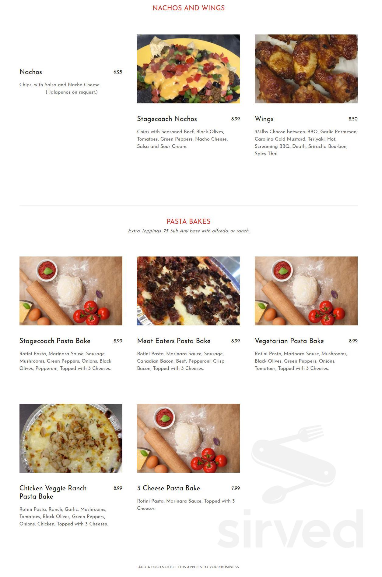 Stageline Pizza menu in Polson, Montana, USA