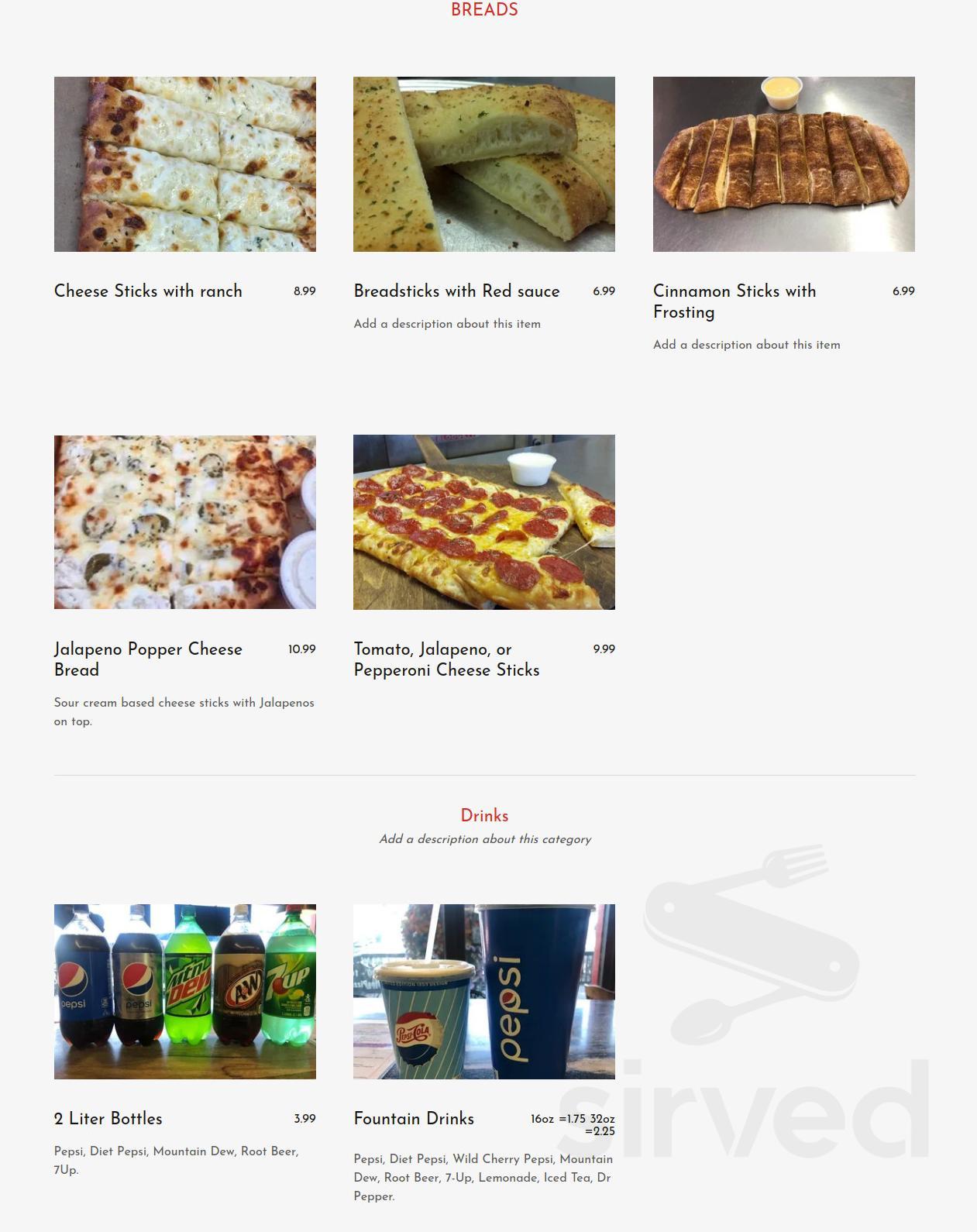 Stageline Pizza menu in Polson, Montana, USA