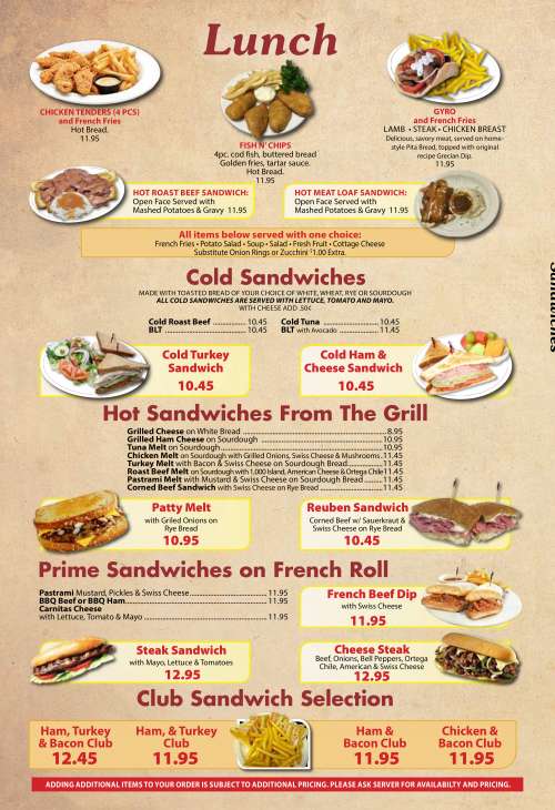 Brandon's Diner menu in Rancho Cucamonga, California, USA