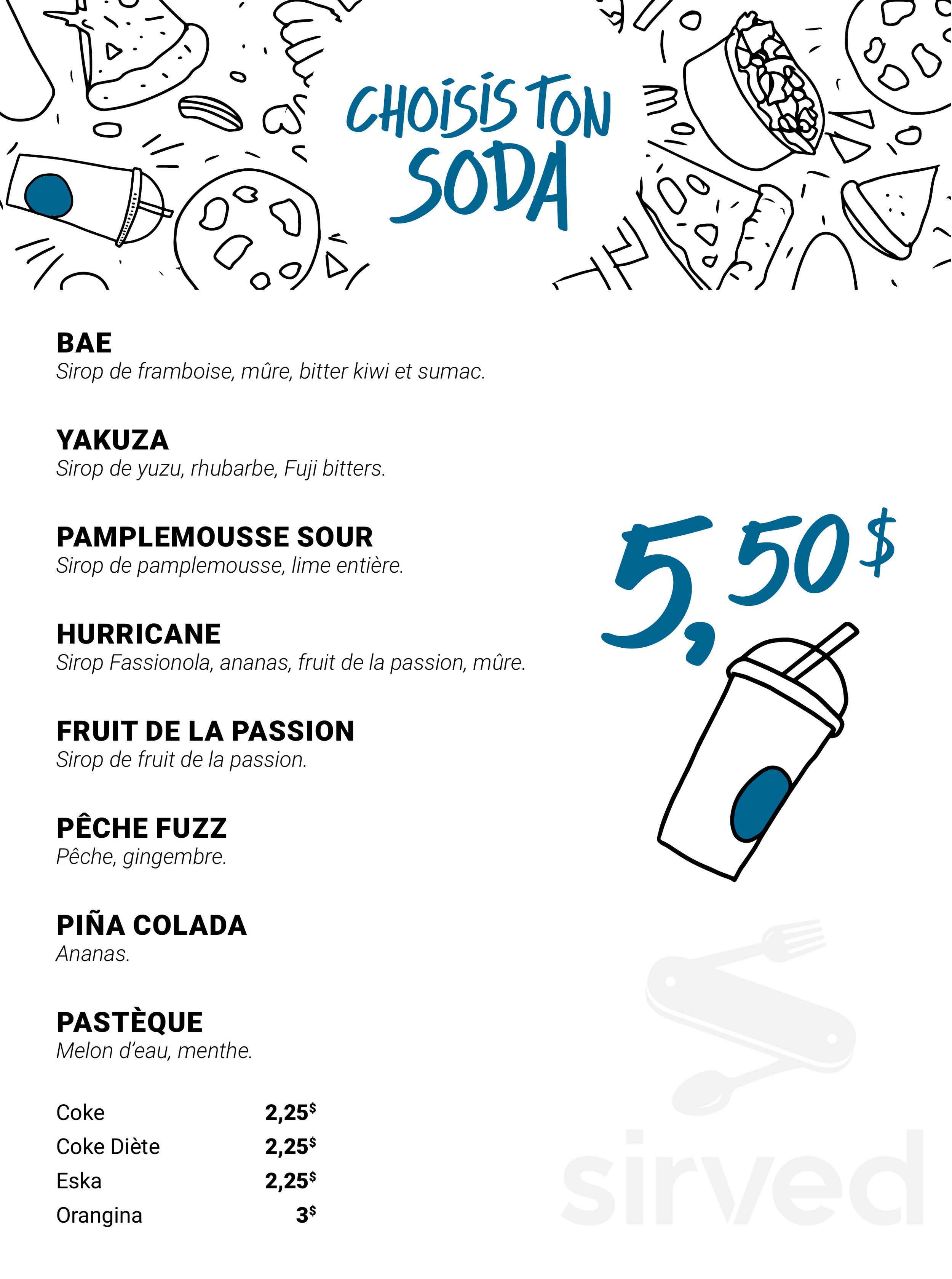 Slice + Soda menu in Montreal, Quebec H4A 1E5, Canada