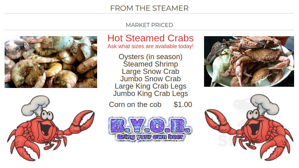 Kahler's Crab House menu in Rosedale, Maryland, USA