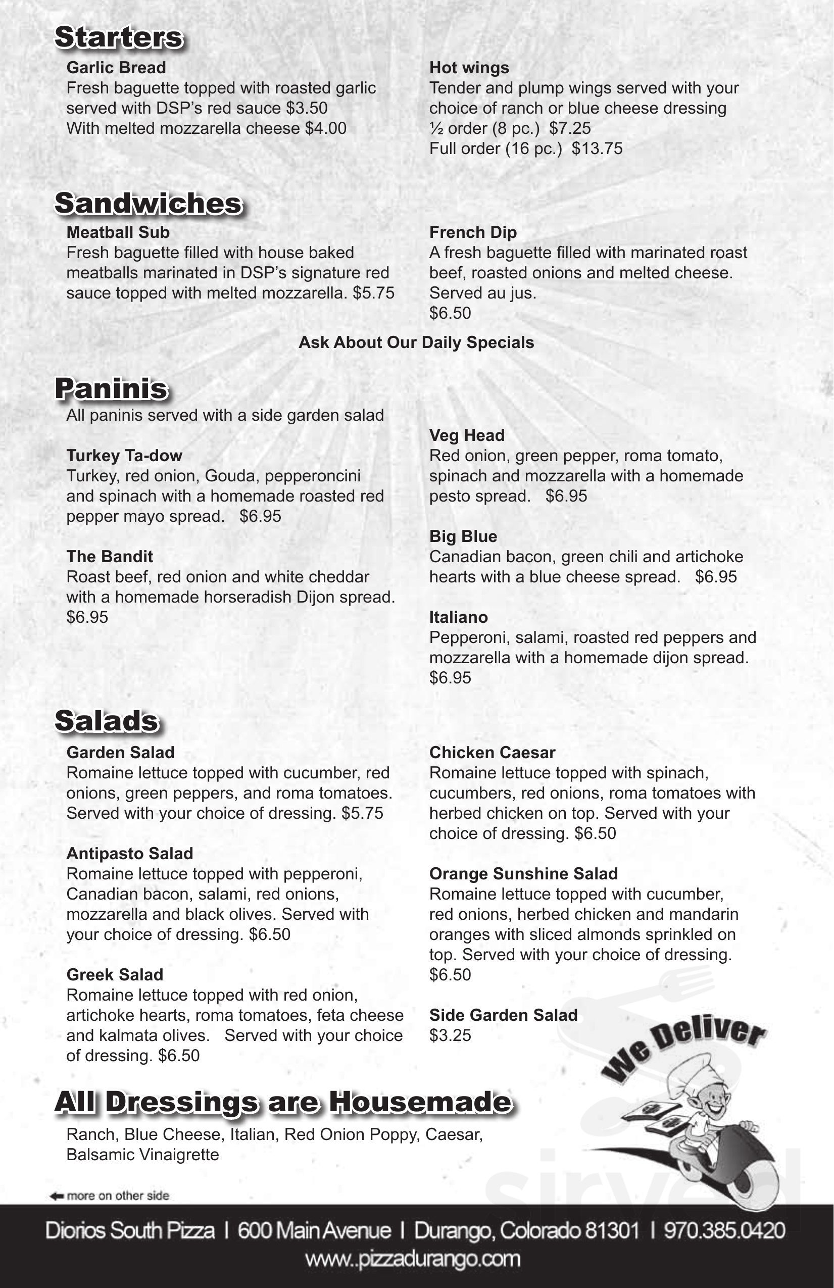 Menu - Durango CO's Father's Daughters Pizza | Sirved