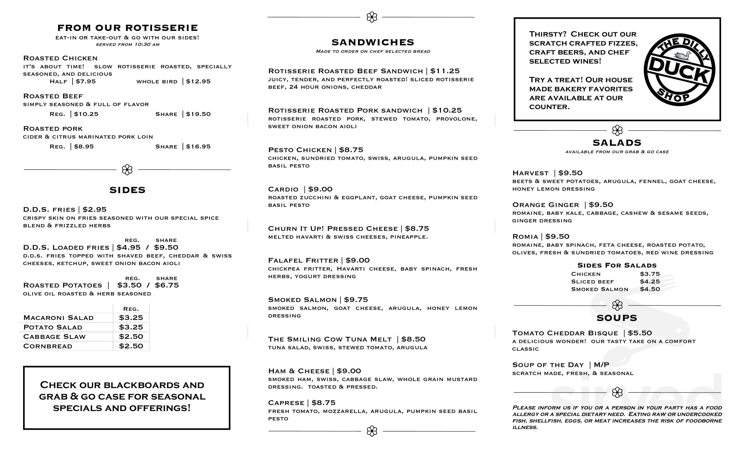 The Dilly Duck Shop menu in Norwalk, Connecticut