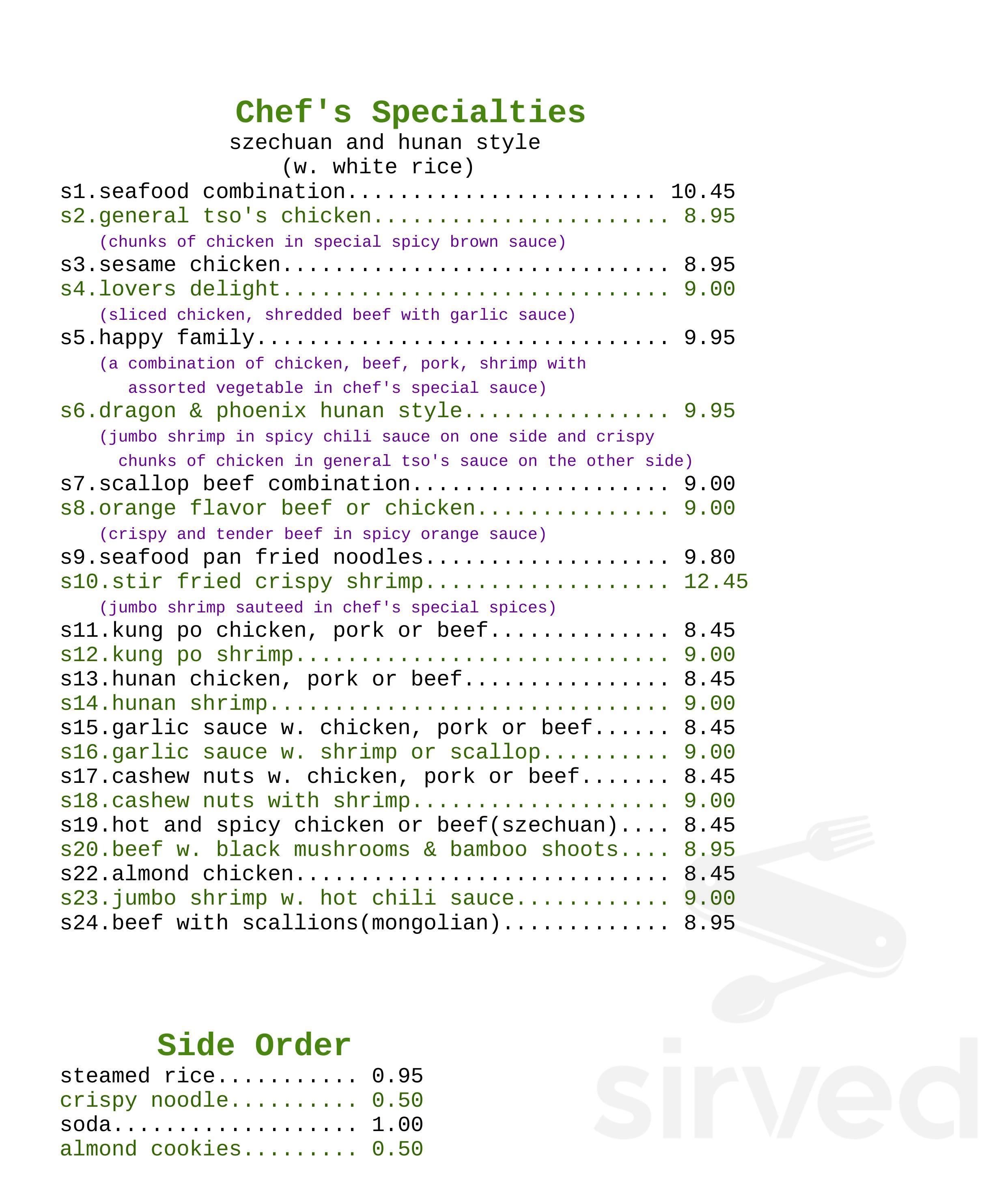 Chen's Restaurant menus in Lansing, Michigan, United States
