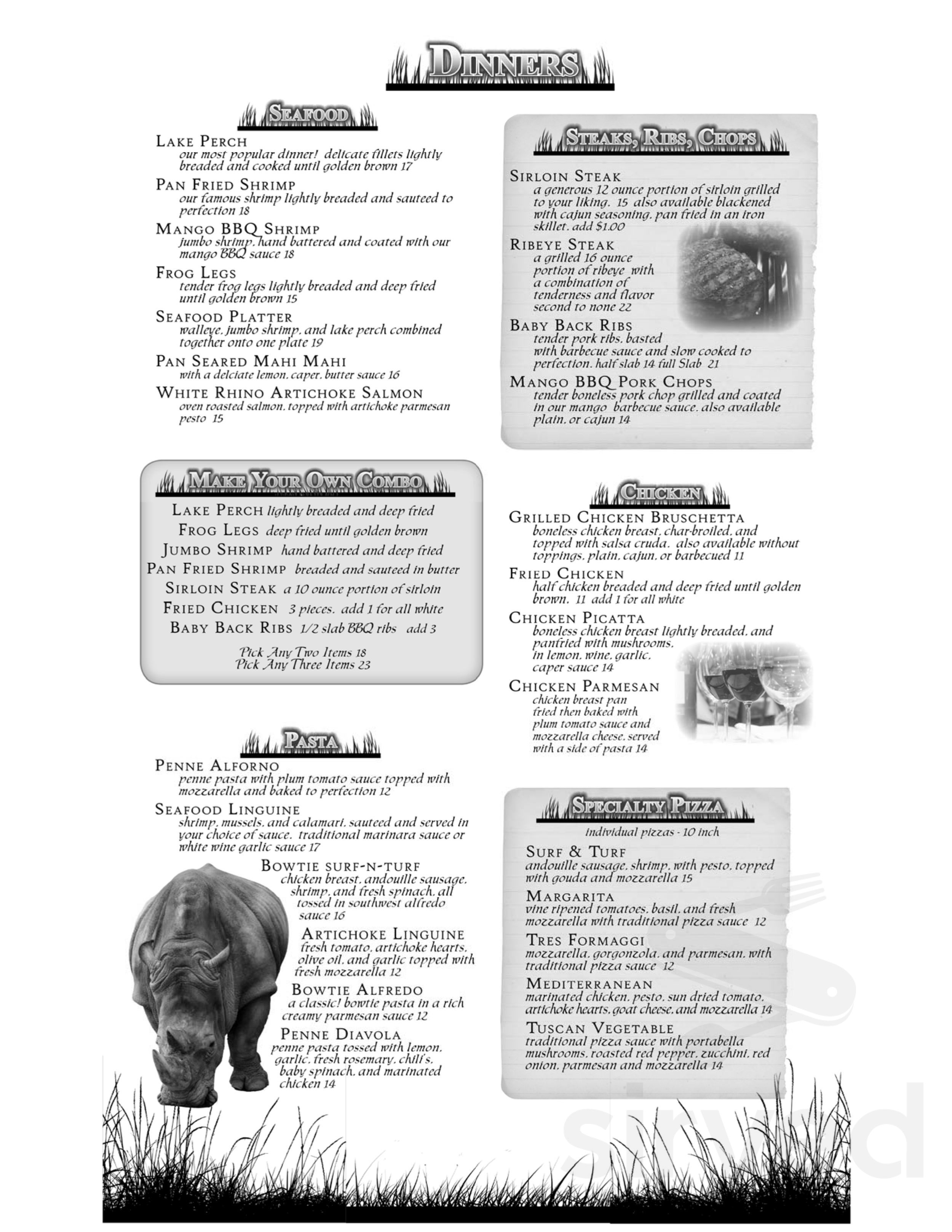 White Rhino Bar & Grill menu in Dyer, Indiana, USA