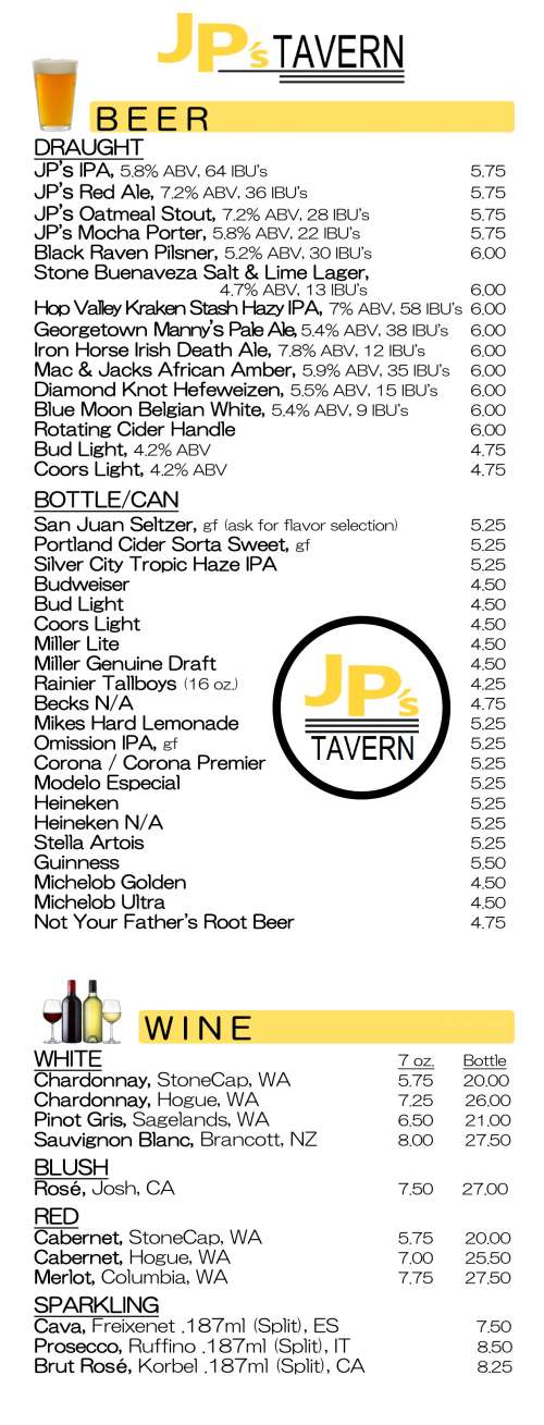 JP's Tavern menu in Federal Way, Washington, USA