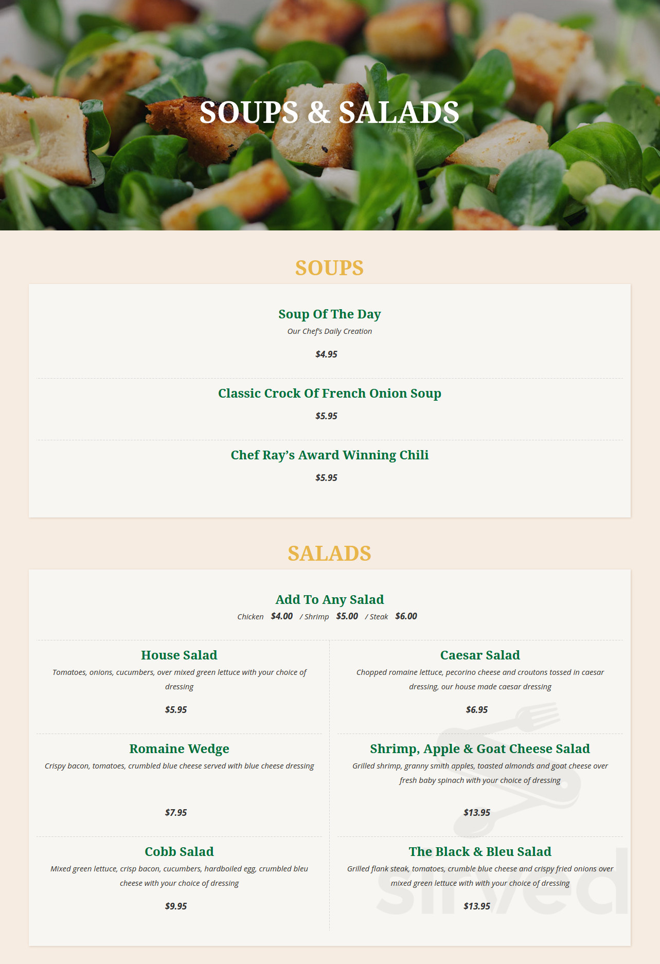 Cryan's Tavern menu in Annandale, New Jersey, USA
