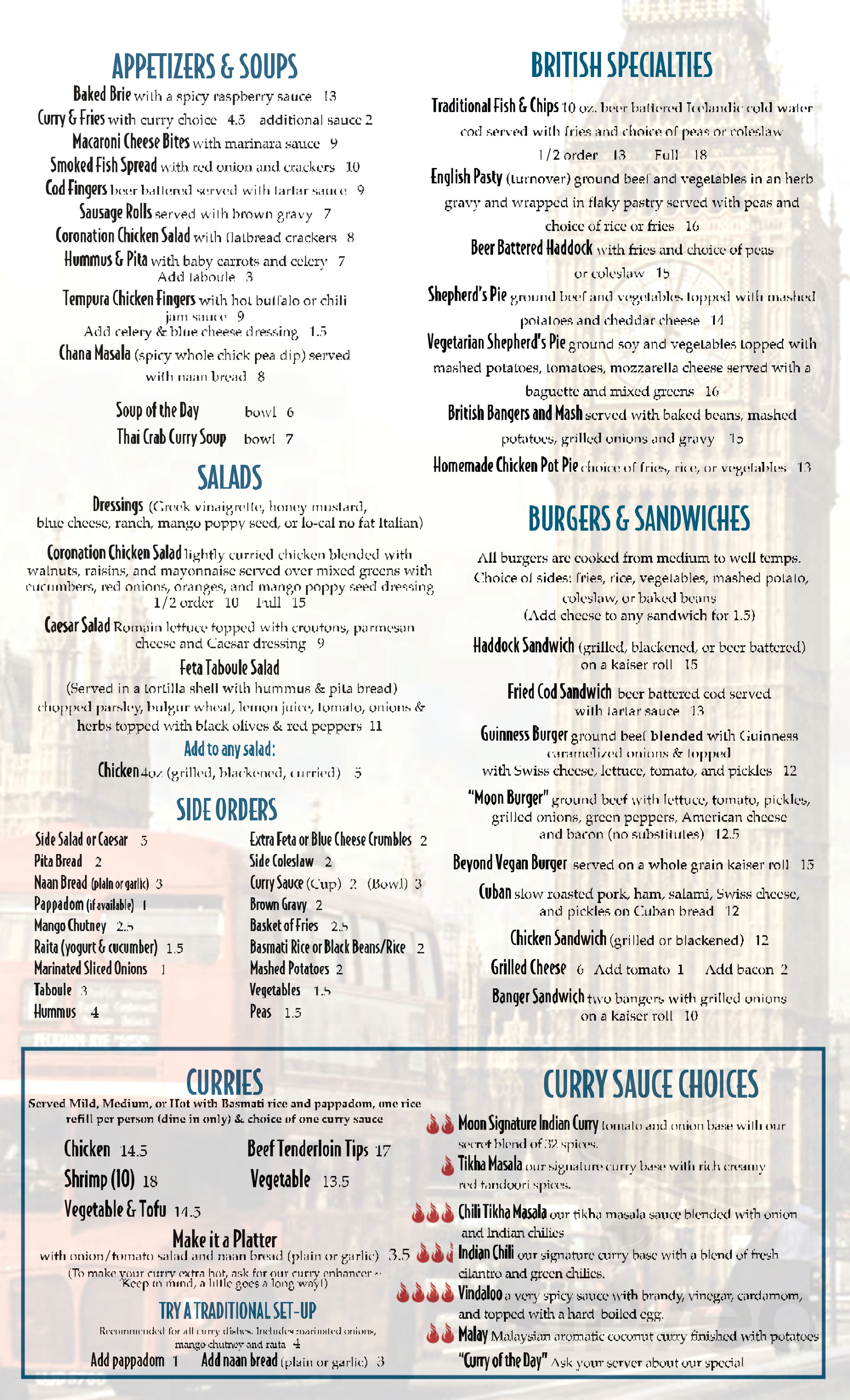 The Moon Under Water Menu In St Petersburg Florida Usa