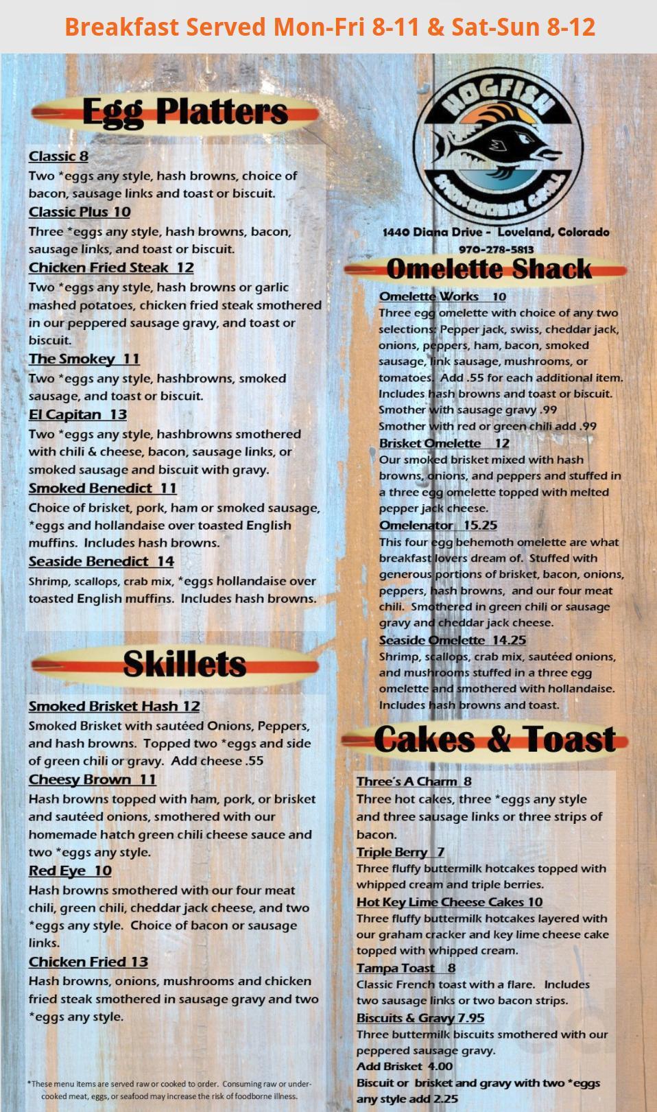 Hogfish Seafood & Smokehouse menu in Loveland, Colorado, USA