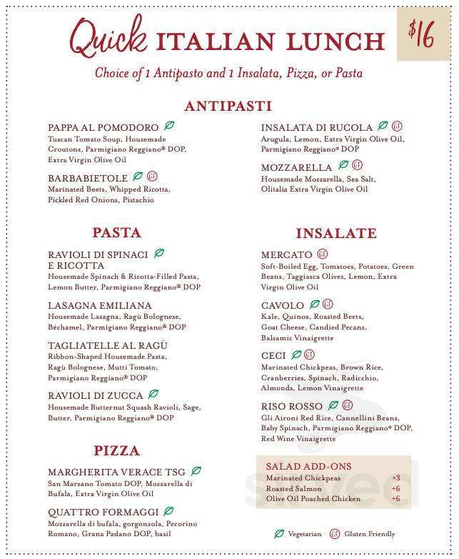 Eataly menu in Chicago, Illinois, USA Eataly menu in Chicago, Illinois, USA