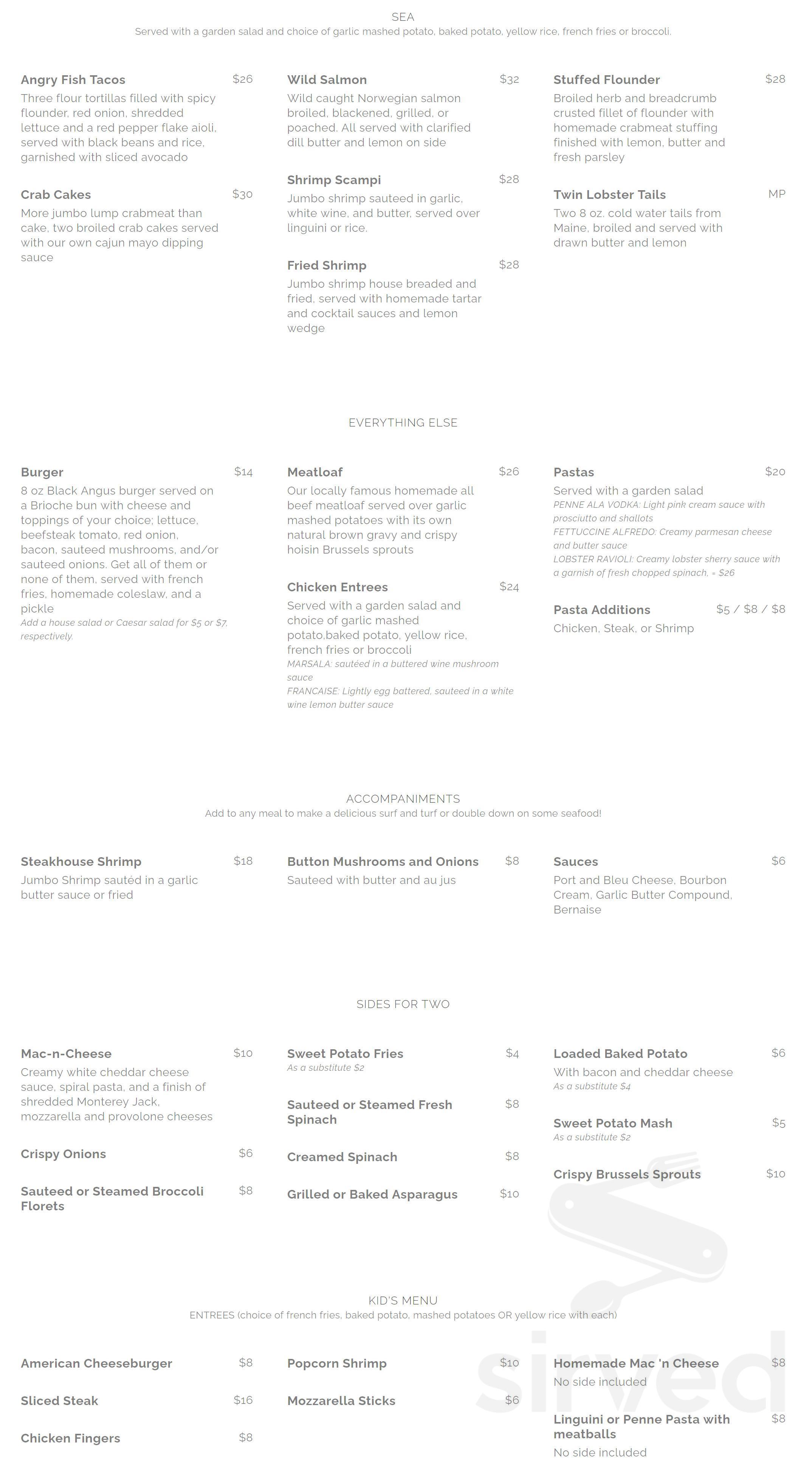 Menu - Bloomfield NJ's Bloomfield Steak & Seafood House | Sirved