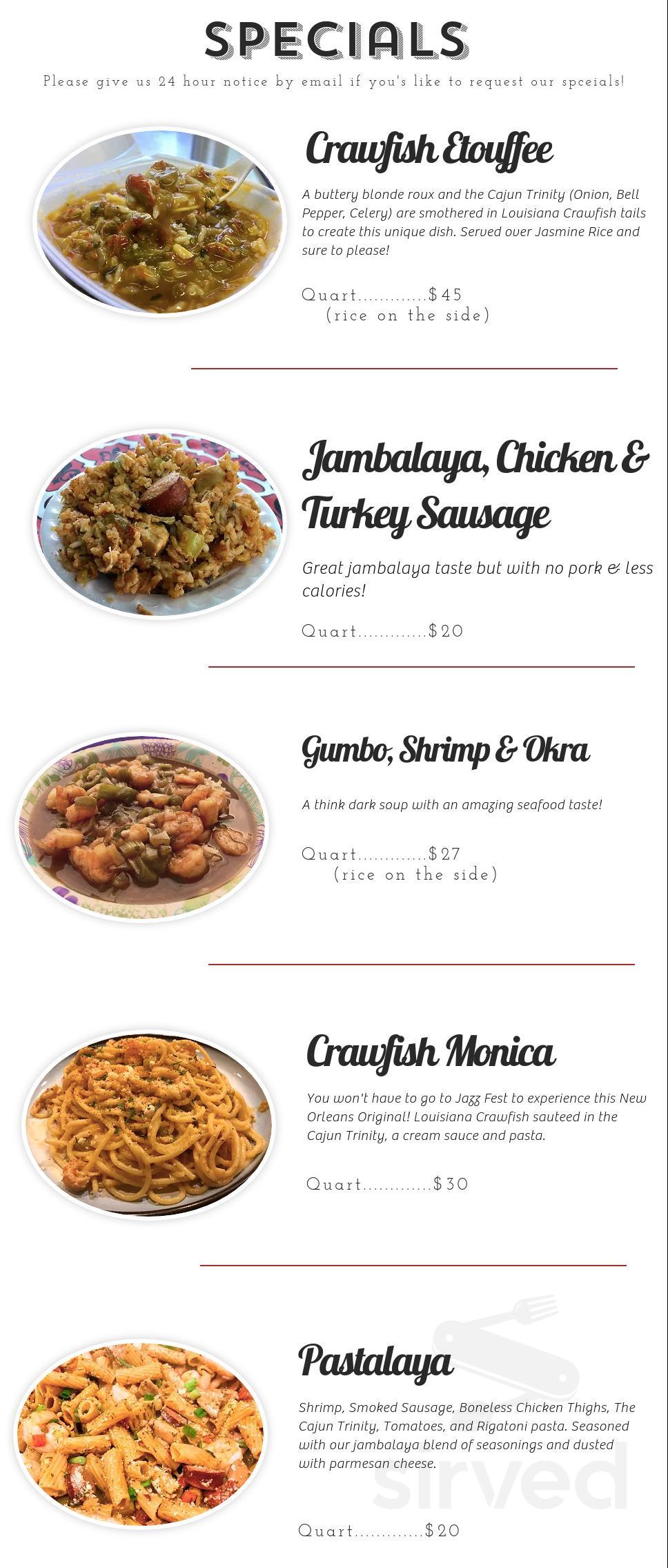 Jambalaya Bros. menu in Ashburn, Virginia, USA