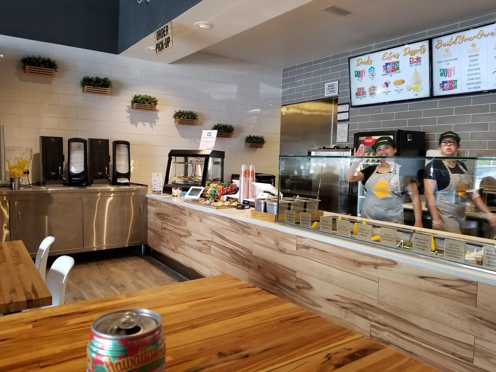 Poke Concept menu in Greenwood Village, Colorado, USA