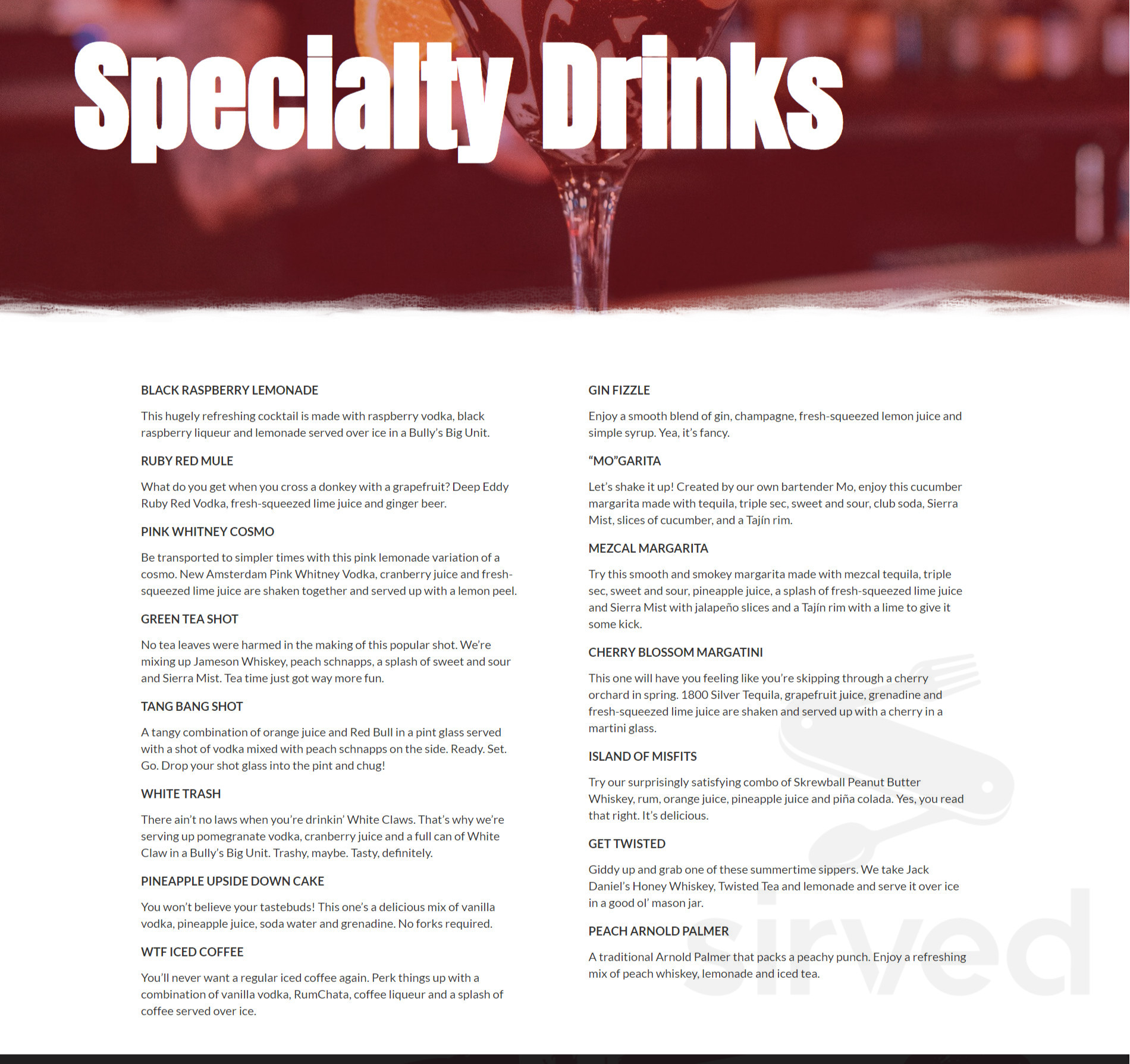 Bully's Reno Bully's Sports Bar & Grill Menu - Reno, Nevada | Sirved