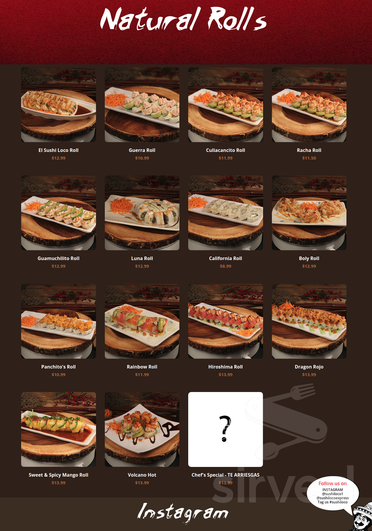 Sushi loco menu sales