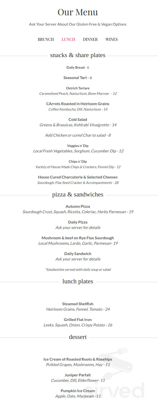Liquidity Bistro lunch menu in Okanagan Falls, British Columbia