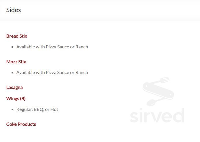 Main Street Pizza menu in Corunna, Michigan, USA