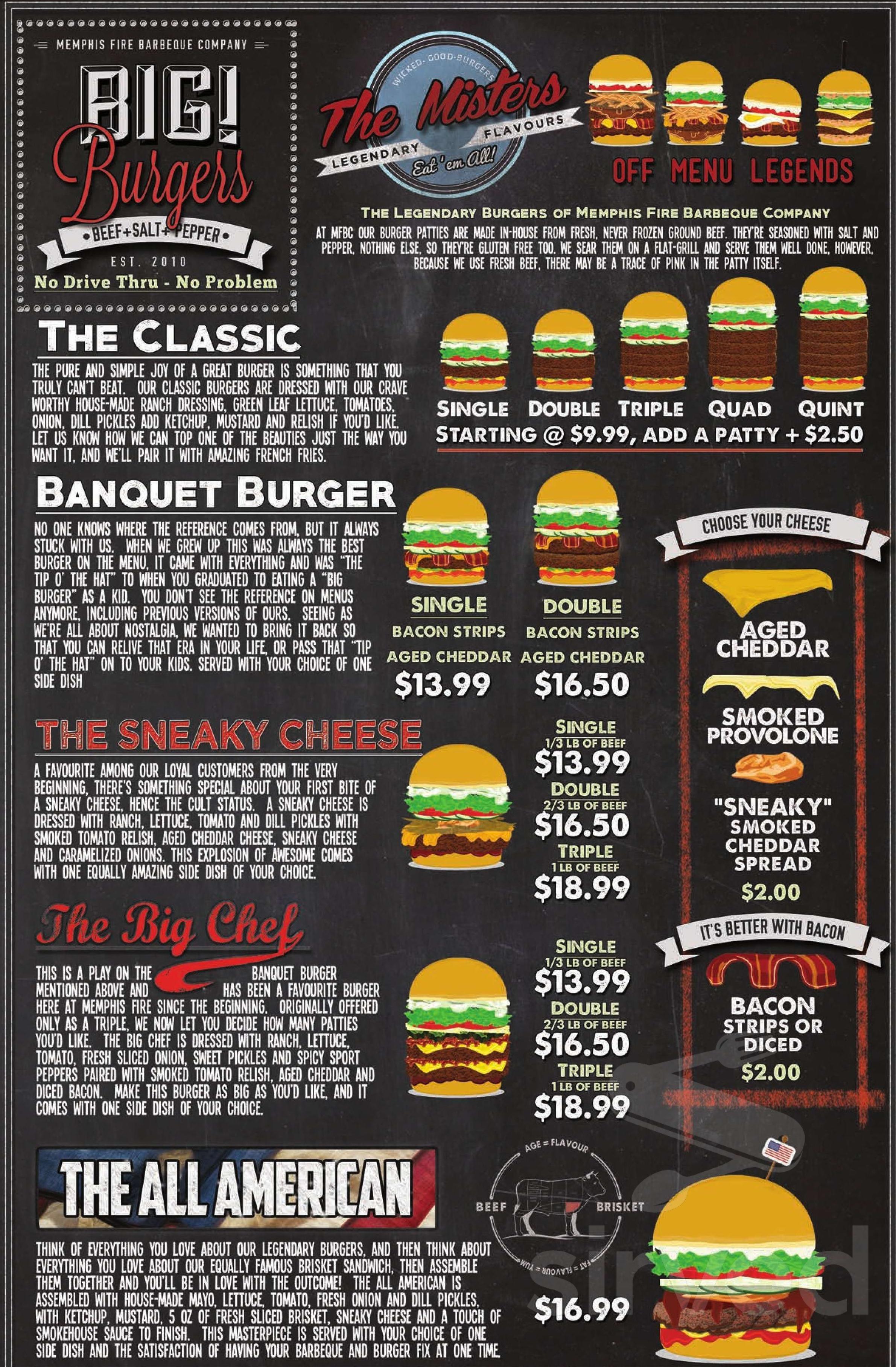 Memphis fire barbeque company menus in stoney creek ontario canada