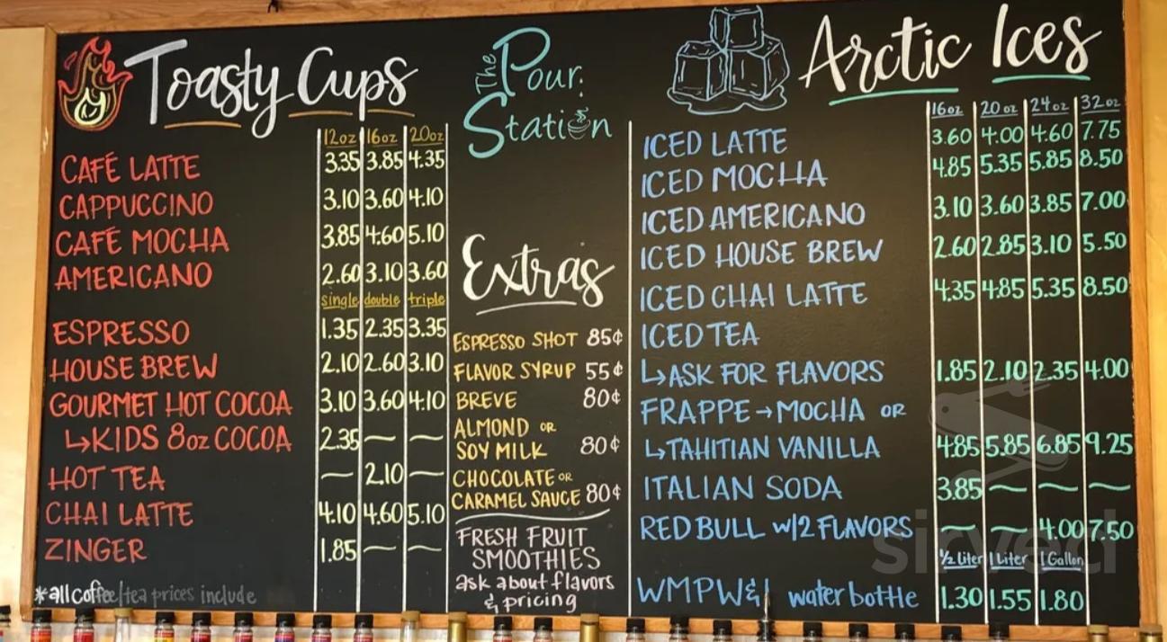 The Pour Station menu in Show Low, Arizona, USA