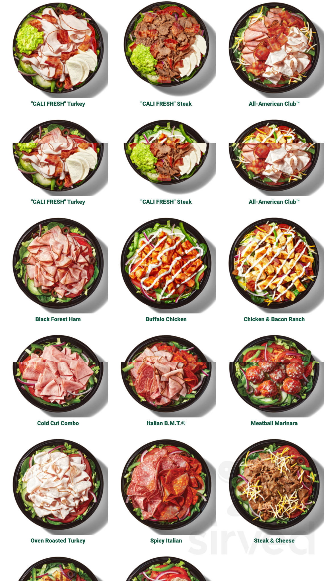 Subway menu in Bermuda Dunes, California