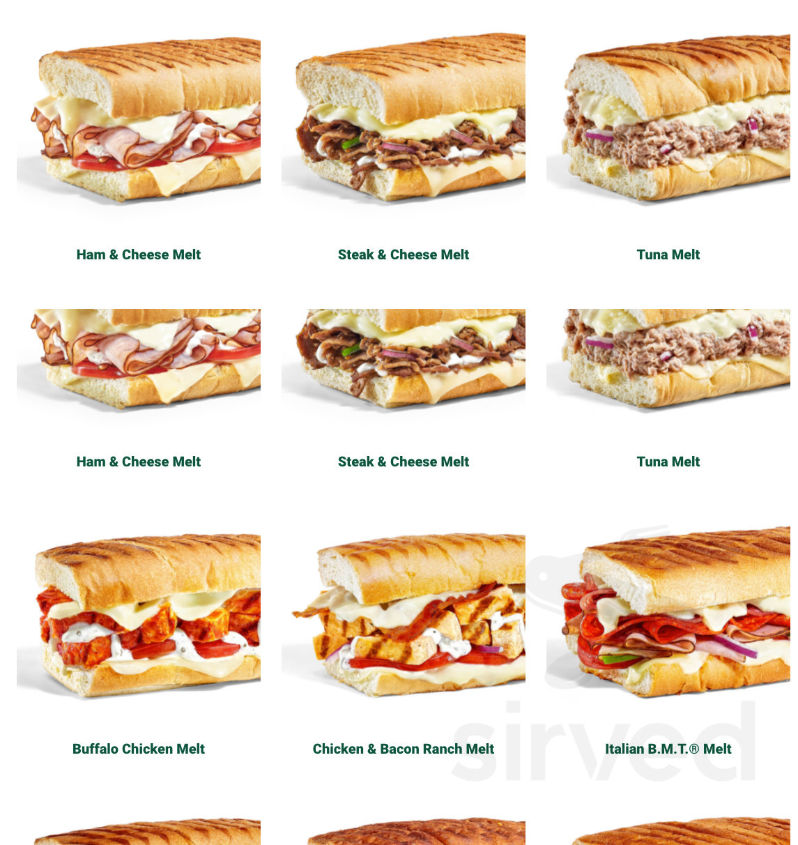 Subway menu in Bermuda Dunes, California