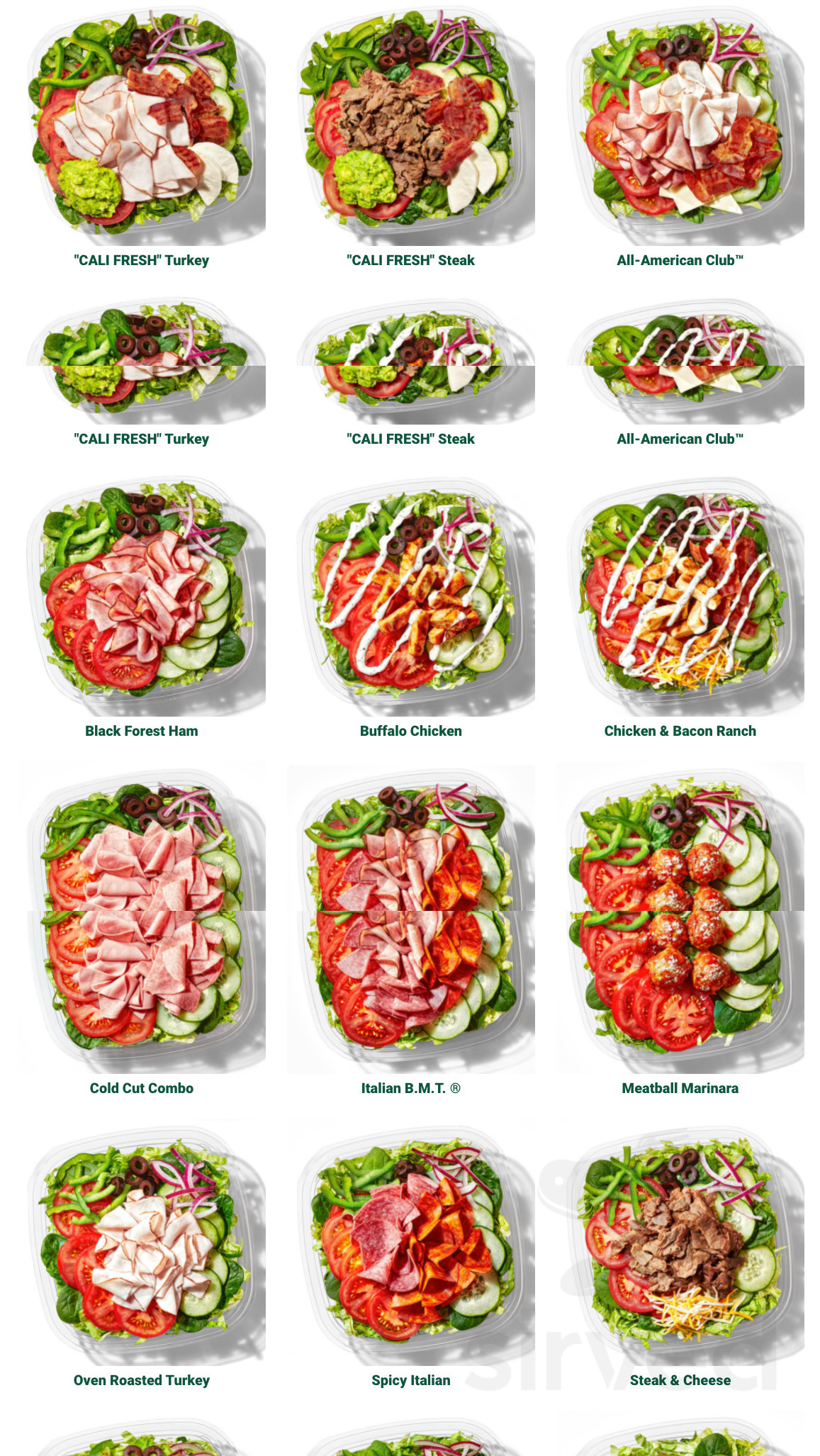 Subway menu in Bermuda Dunes, California