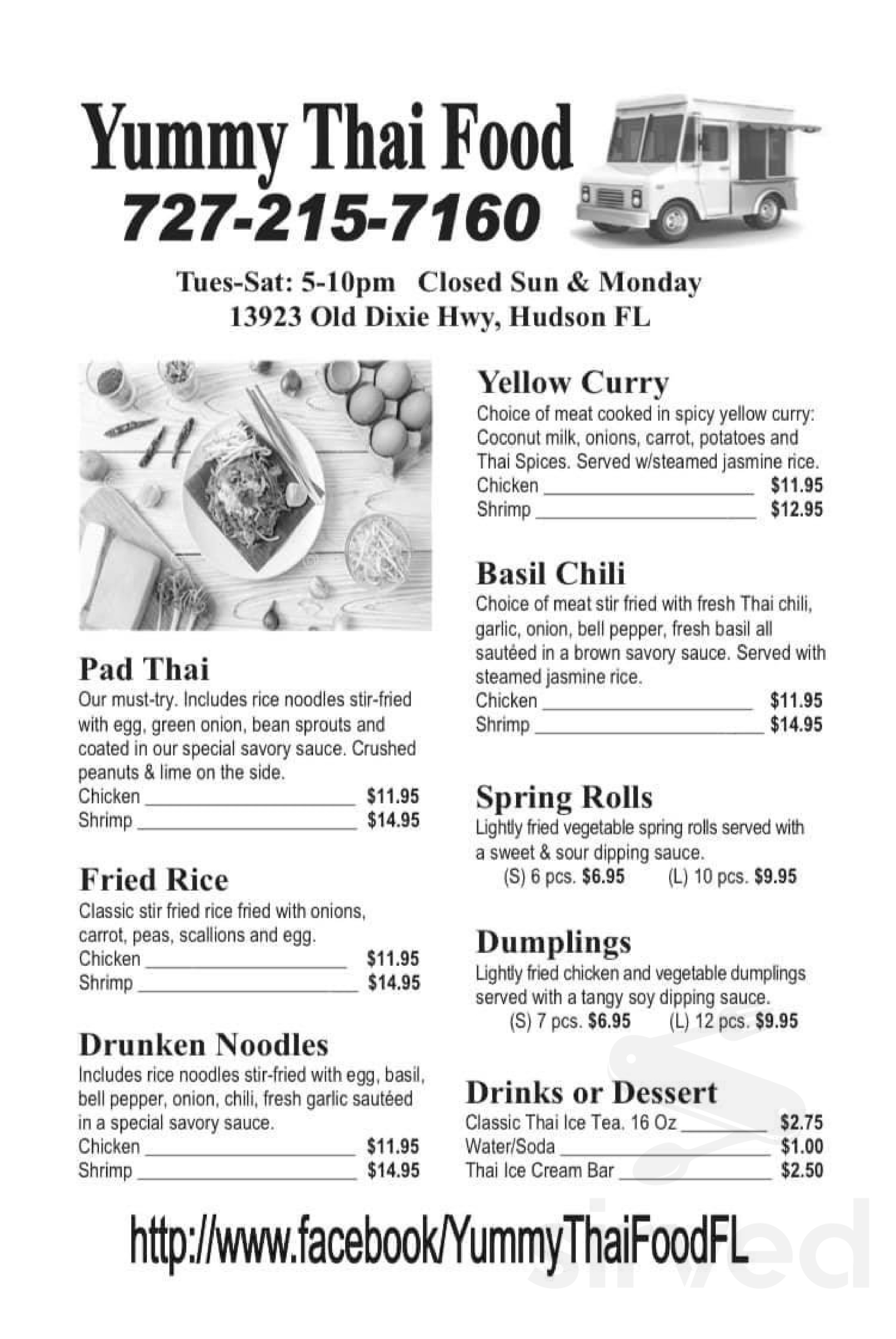 Yummy Thai Food Truck Menus In Hudson Florida United States