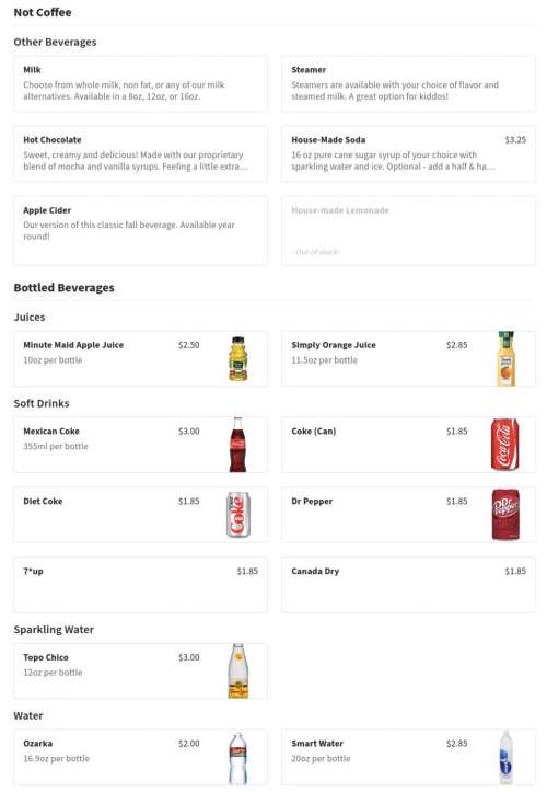 MOD Coffeehouse menu in Galveston, Texas, USA