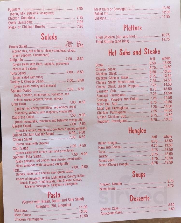 Cafe Di Roma menu in Atlantic City, New Jersey, USA