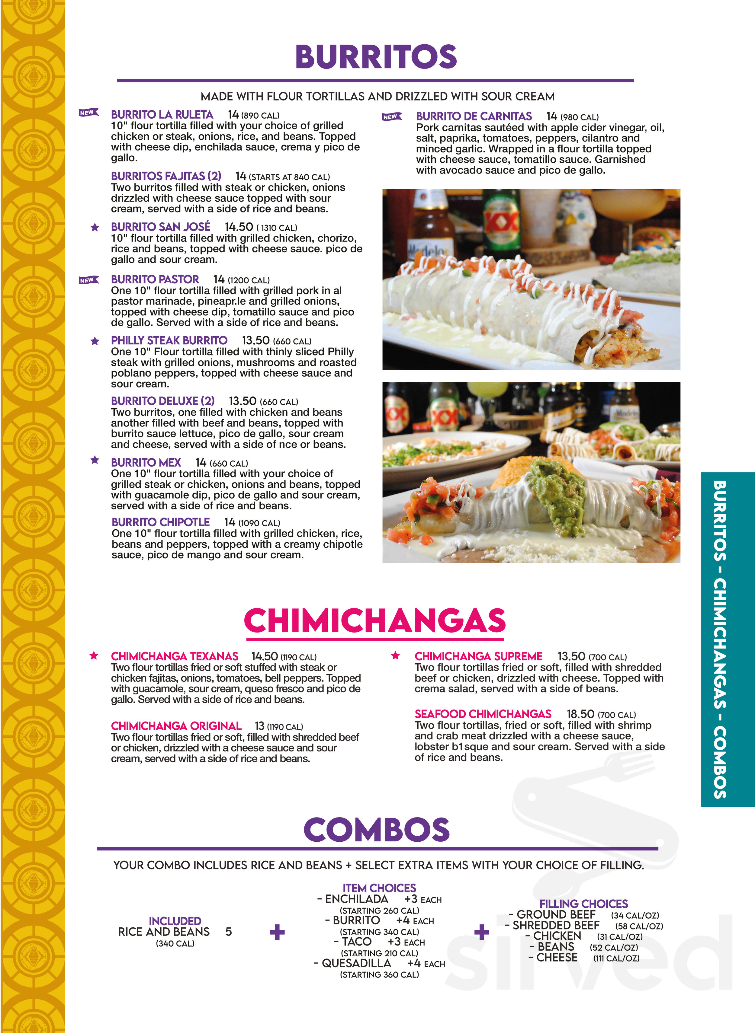 Menu - Manchester CT's Toro Azteca Mexican Cantina | Sirved
