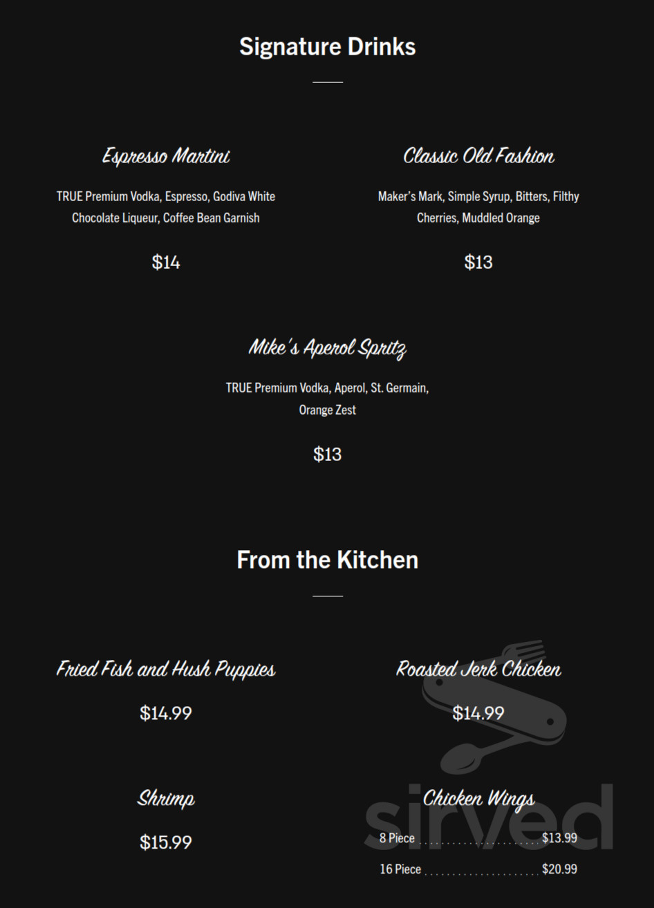 TRUE Cigar Lounge menu in Boca Raton, Florida, USA