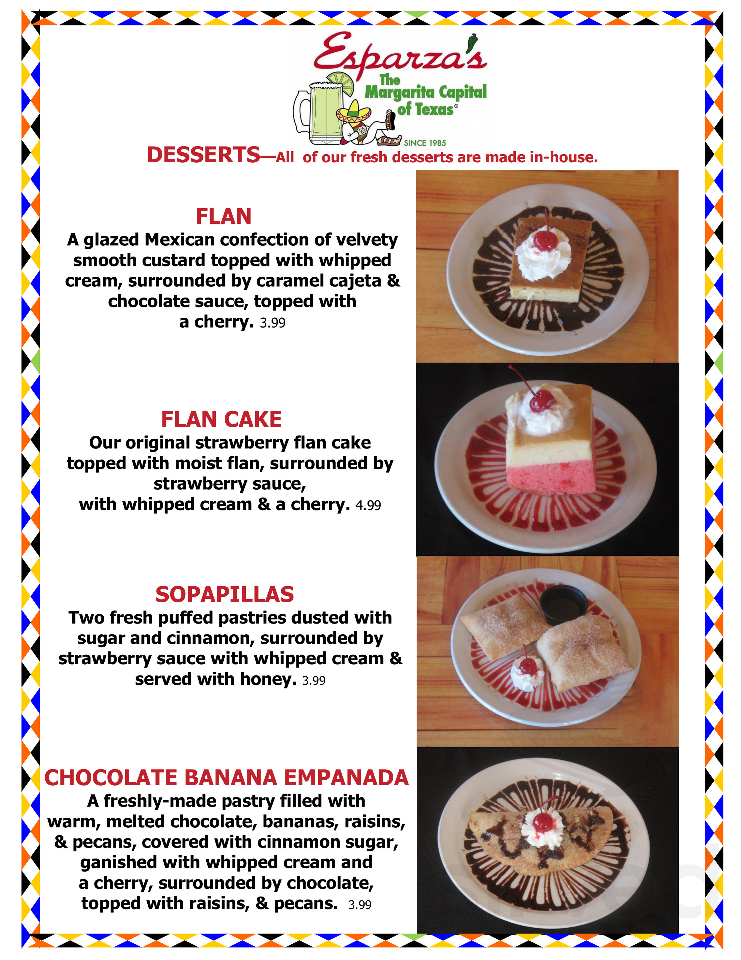 Menu for Esparza's Restaurante Mexicano in Grapevine, TX | Sirved