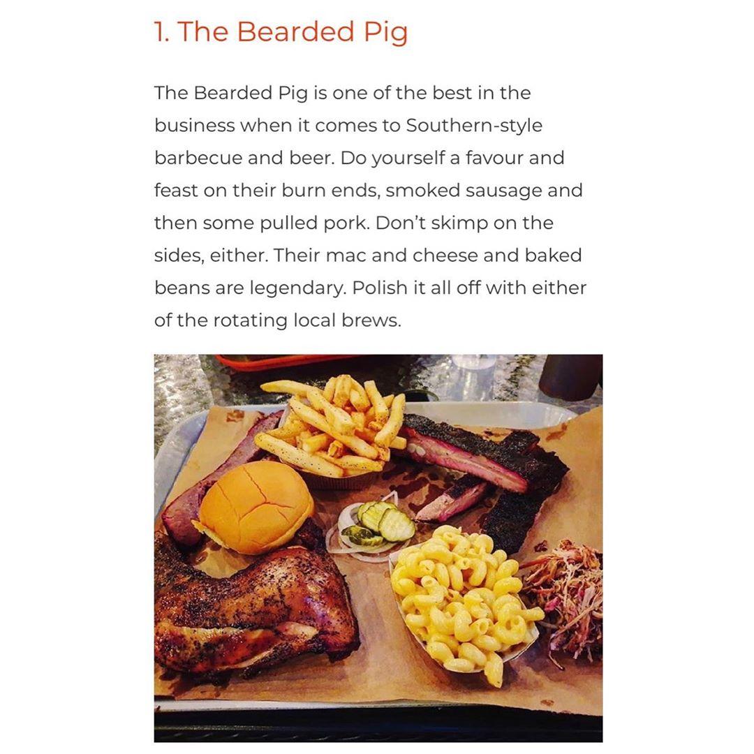 The Bearded Pig menu in Jacksonville, Florida, USA