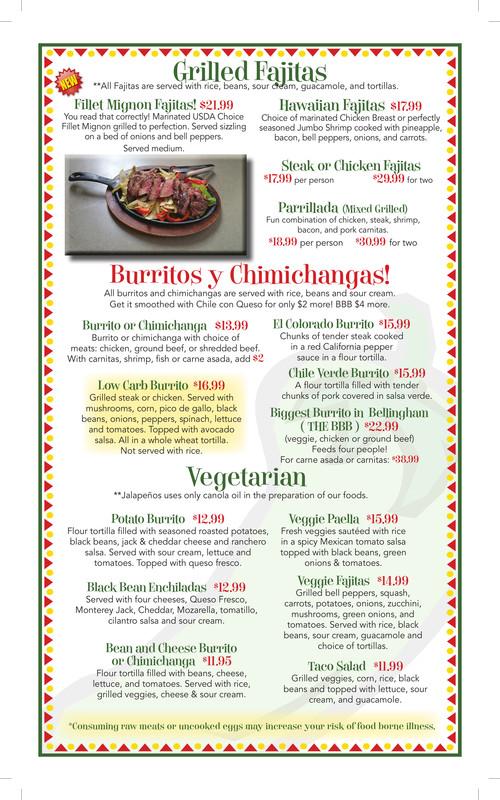 Jalapeños Downtown menu in Bellingham, Washington, USA