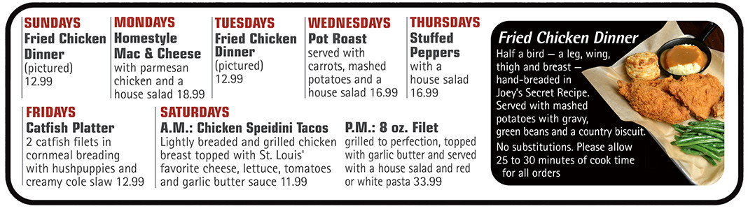 Joey B's Food &amp; Drink Concord menu in St. Louis, Missouri, USA