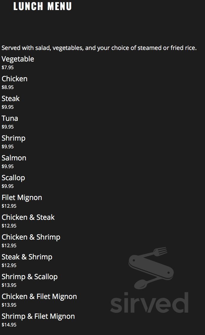 Ichiban Japanese Steakhouse Jackson menu in Jackson, Michigan, USA