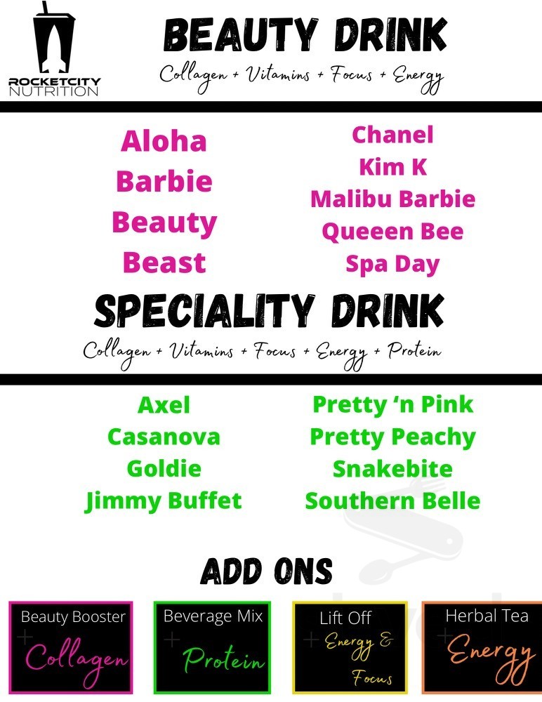 Rocket City Nutrition menu in Huntsville, Alabama, USA