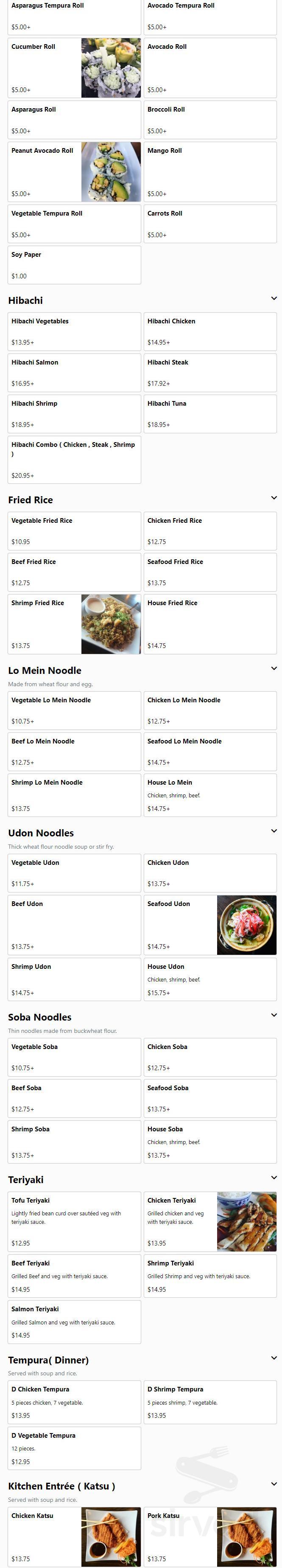 Menu for AMA Sushi in Minneapolis, MN | Sirved